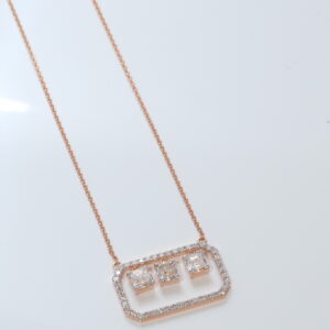Triple Asscher Diamond Bar Necklace