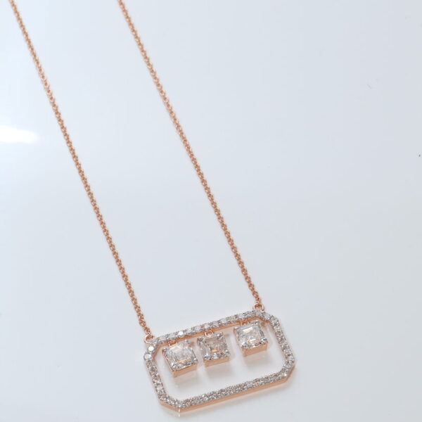 Triple Asscher Diamond Bar Necklace