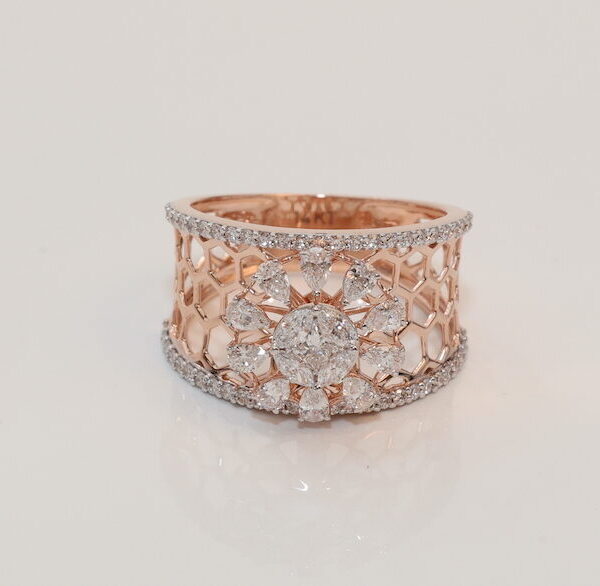 Rose Gold Diamond Lattice Ring
