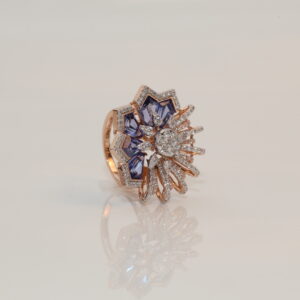 Rose Gold Sapphire Flower Ring