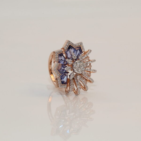 Rose Gold Sapphire Flower Ring